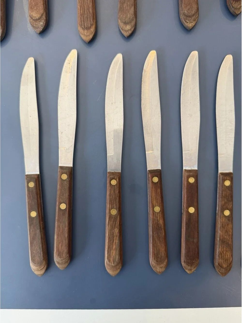 Vtg WF Washington Forge Town & Country Wood Handle  SS Flatware Lot Of 27